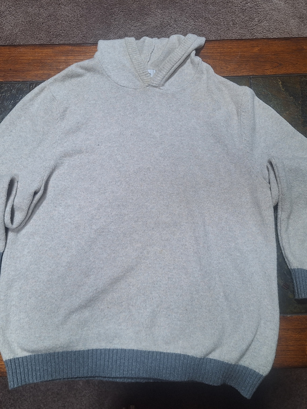 Goodfellow & Co Light Gray Hooded Knit Sweater with Dark Hem